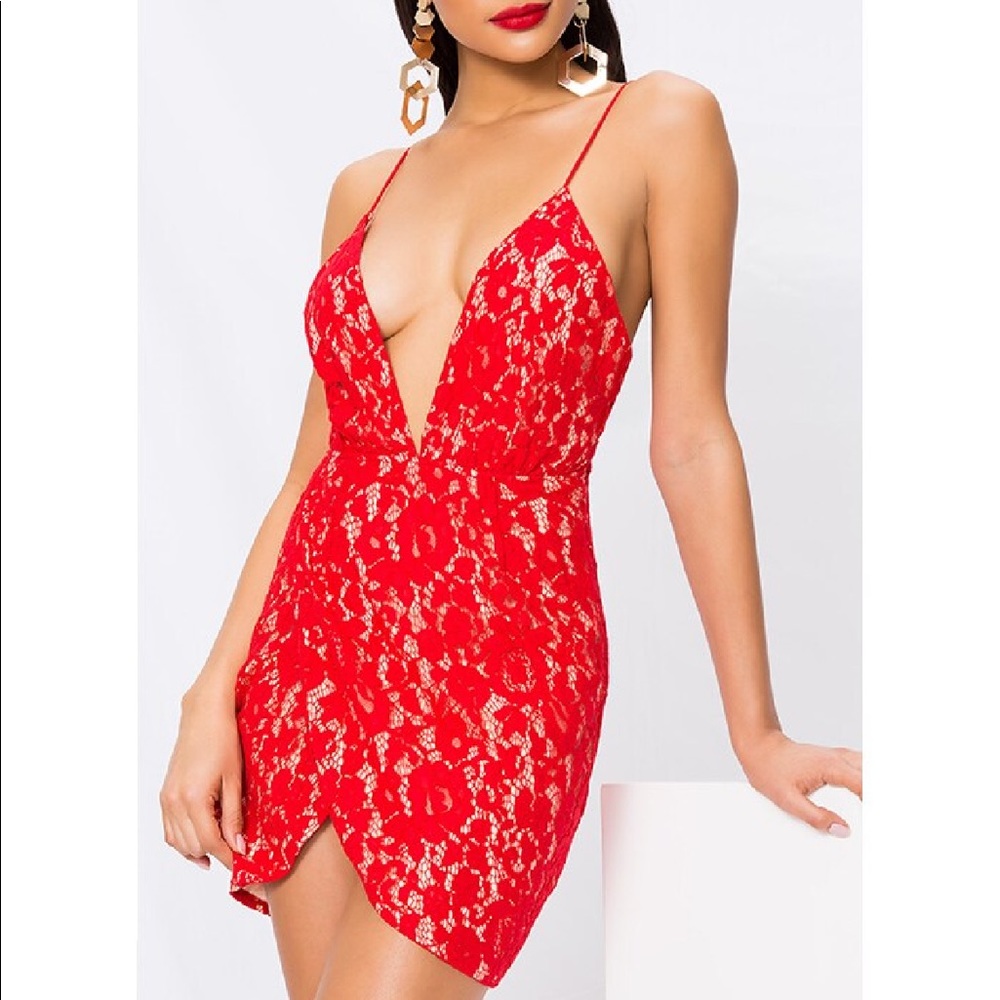 Red mini dress from revolve brand is super down. Dress is an xs
